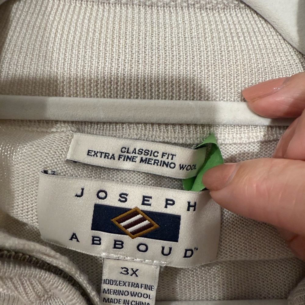 Joseph Abboud Classic Fit Extra Fine Merino Wool Quarter Zip Sweater.  Size 3X - Picture 8 of 8